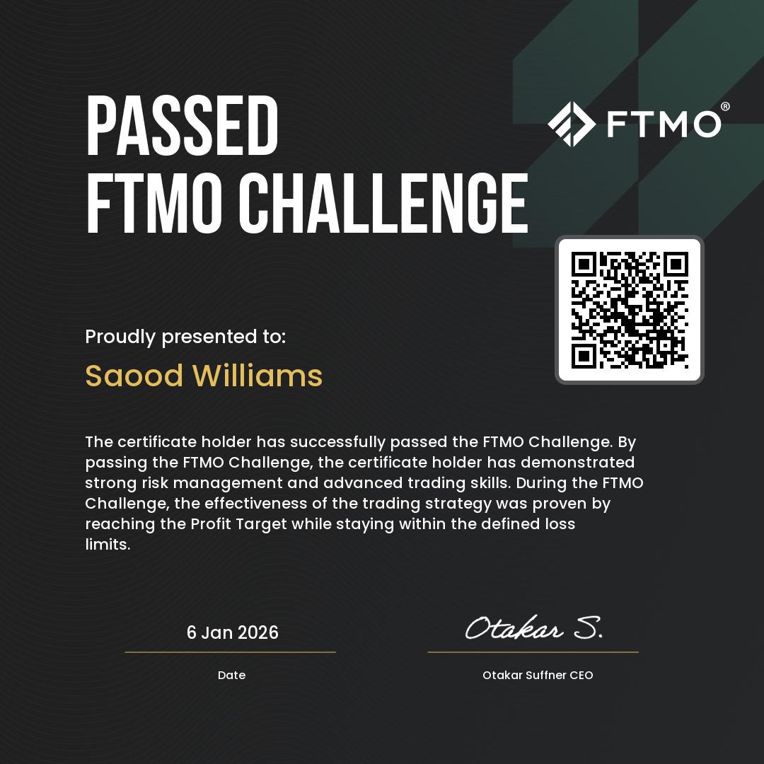 FTMO — Sa'ood Williams · Challenge passed · 6 Jan 2026