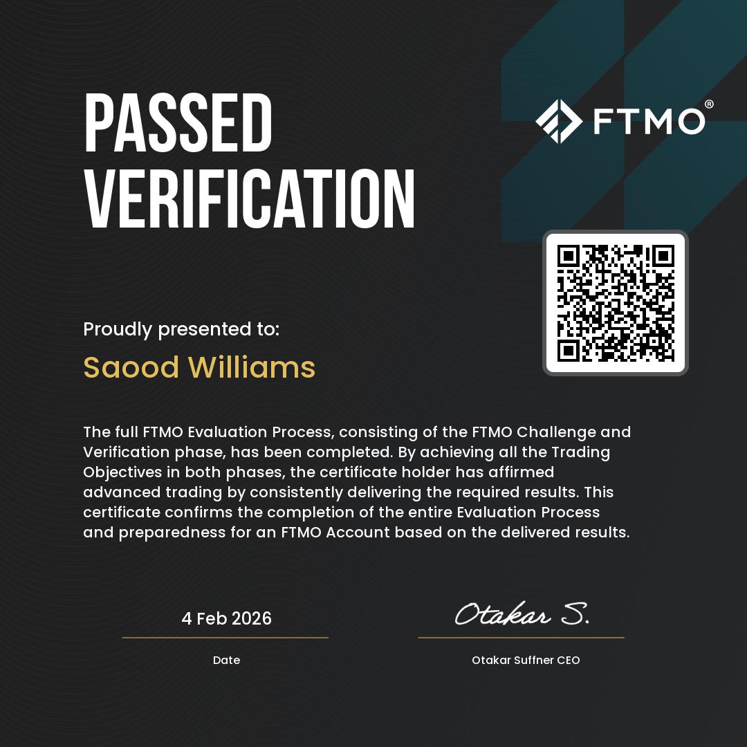 FTMO — Sa'ood Williams · Verification passed · 4 Feb 2026