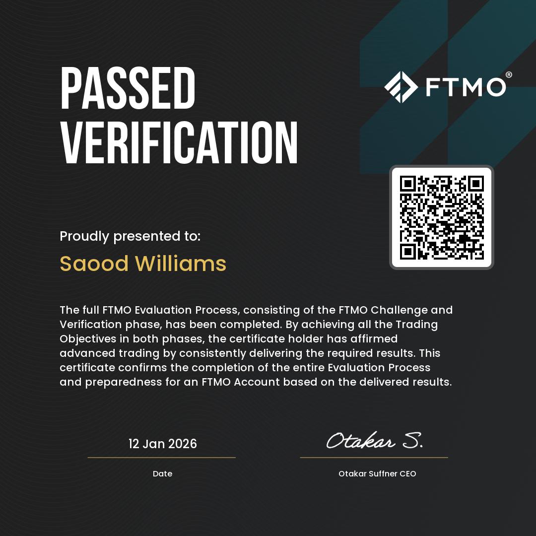 FTMO — Sa'ood Williams · Verification passed · 12 Jan 2026